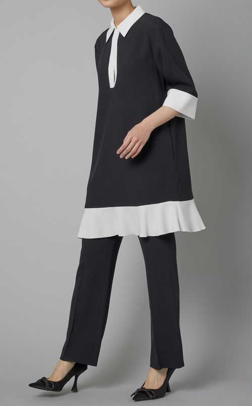 クレープバイカラーミニワンピース