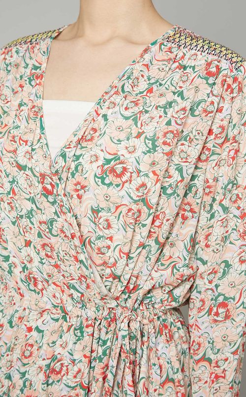 ポピープリントカシュクールワンピース