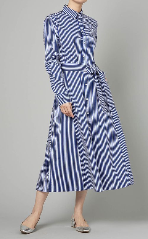 ストライプミディシャツワンピース