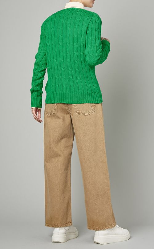 クルーネックコットンニットプルオーバー