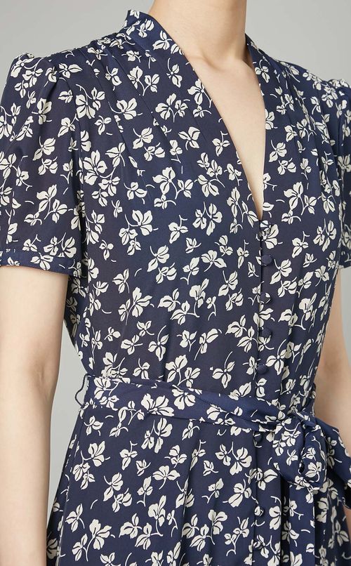 プリントハーフスリーブワンピース