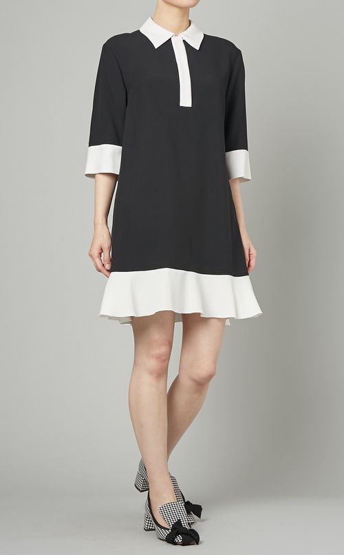 クレープバイカラーミニワンピース