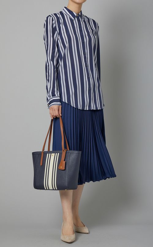 ストライプフロントボタンシャツ