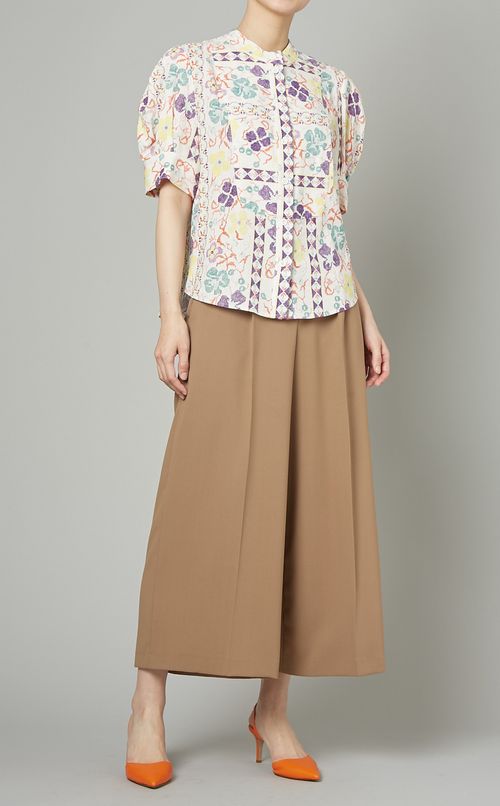 マルチカラーパフスリーブブラウス