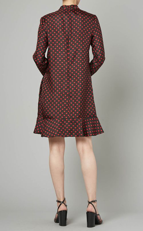 ハートプリントリボンタイミニドレス