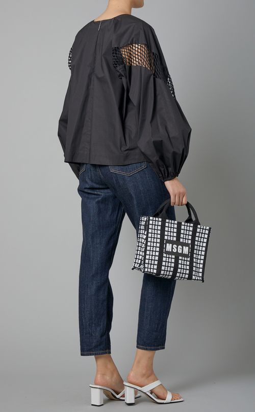 メッシュ切替プルオーバーブラウス