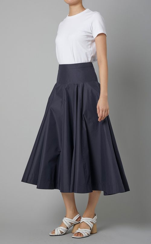 コットンポプリンギャザーミディスカート