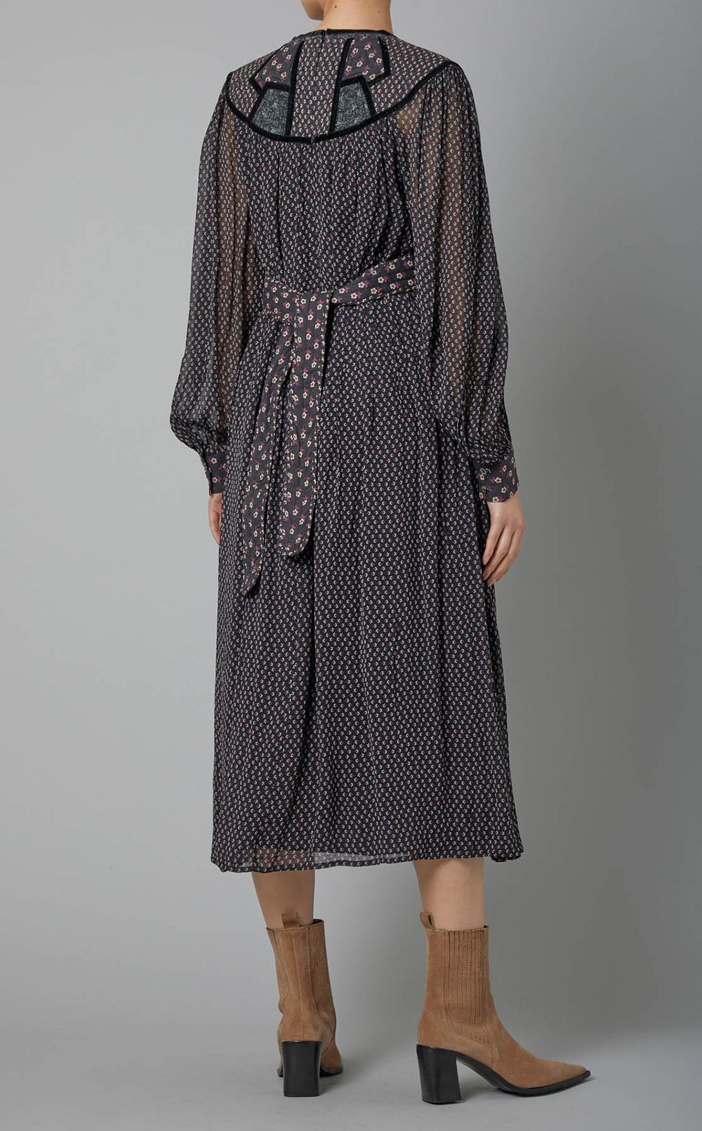 プリント切替マキシワンピース