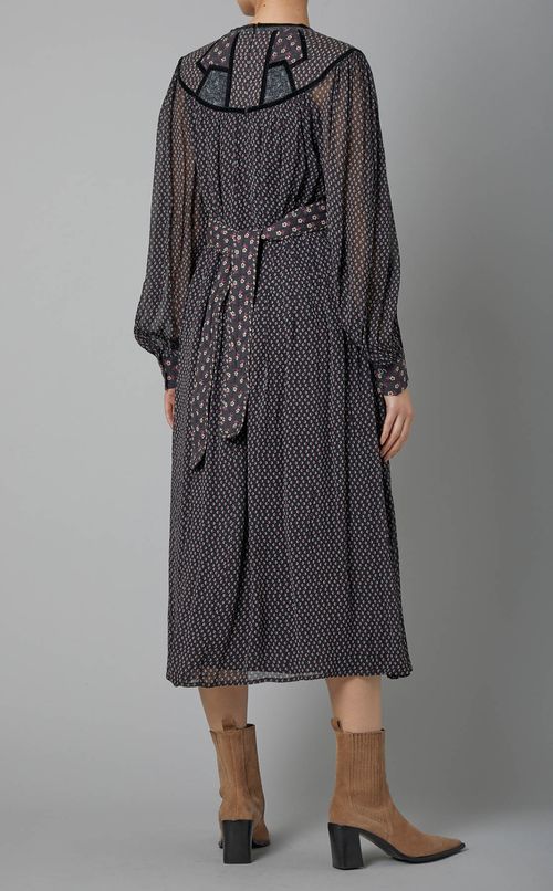 プリント切替マキシワンピース