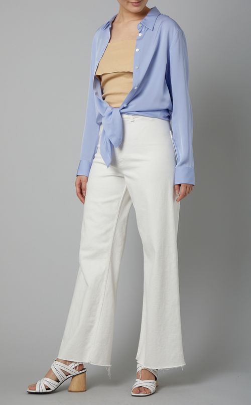 ボタンダウンタイウエストブラウス