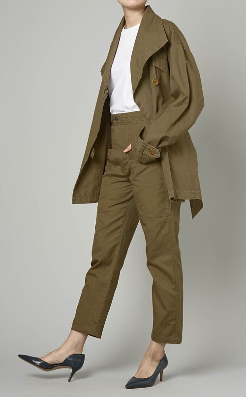 コットンリネンクロップドパンツ