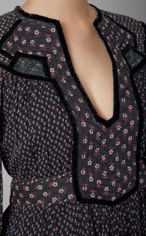 プリント切替マキシワンピース