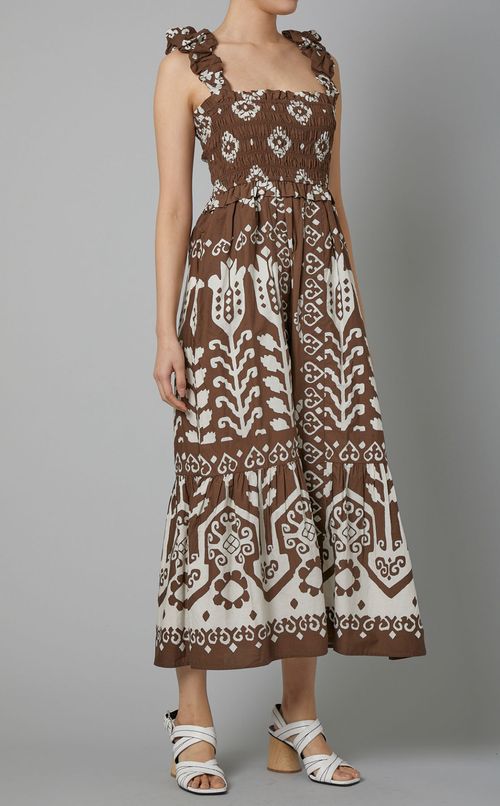 プリン卜キャミソールロングワンピース