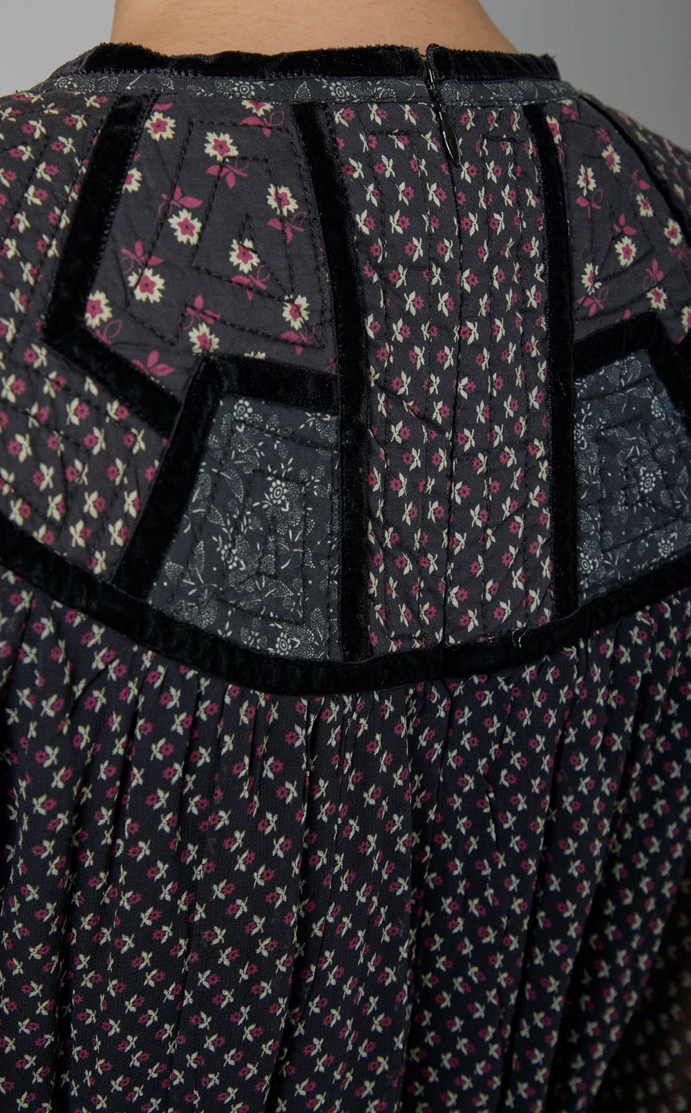 プリント切替マキシワンピース