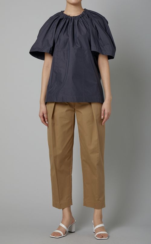 コットンポプリンショートスリーブブラウス