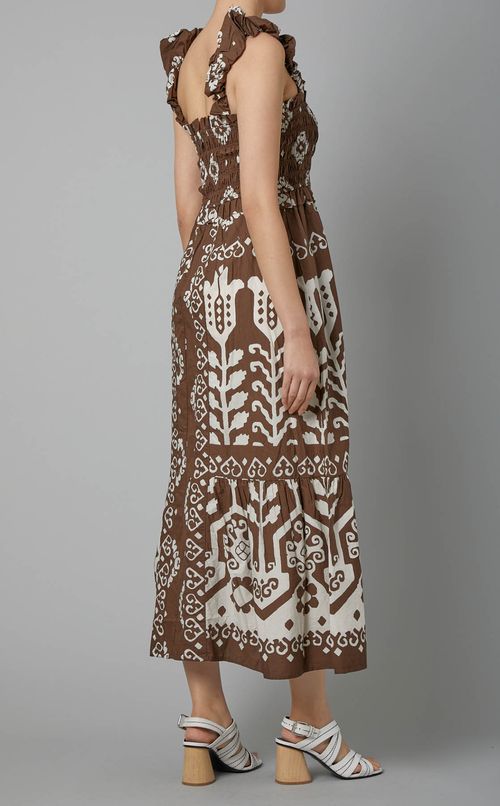 プリン卜キャミソールロングワンピース