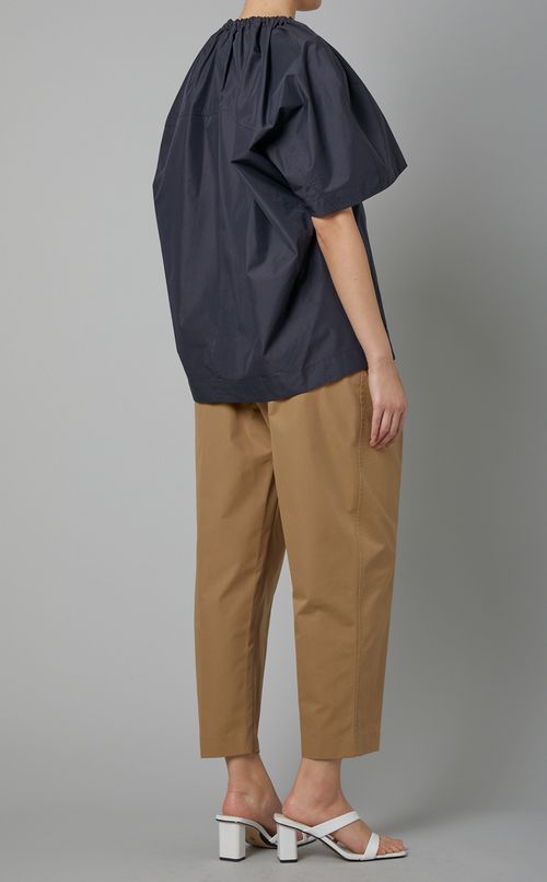 コットンポプリンショートスリーブブラウス