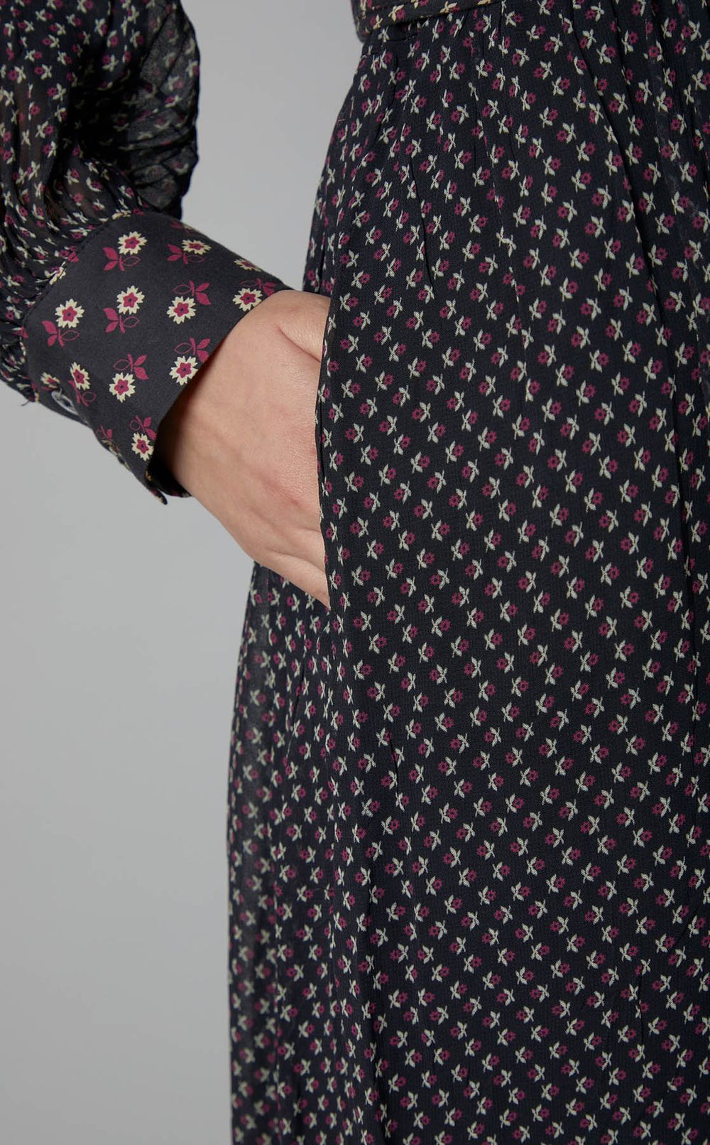 プリント切替マキシワンピース