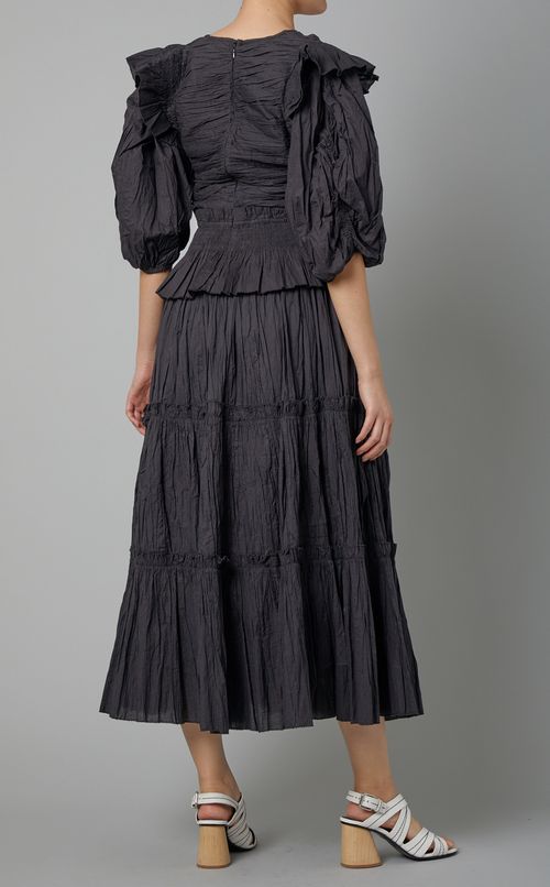 Vネックパフスリーブブラウス