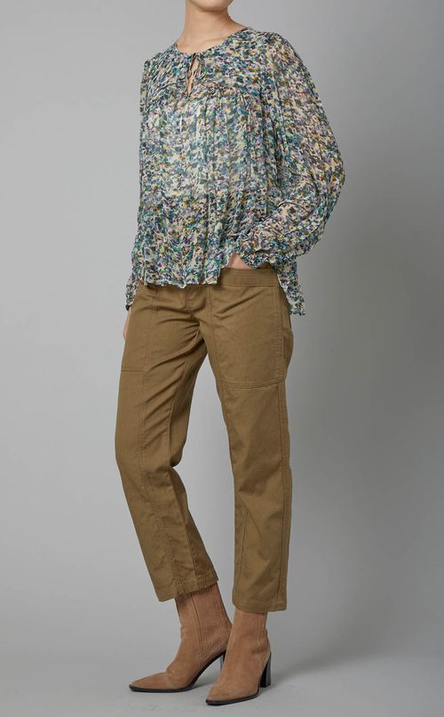 マルチカラープリントスモックブラウス