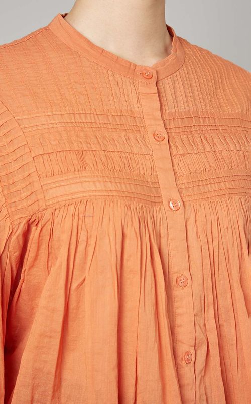 スモッキングスタンドカラーブラウス