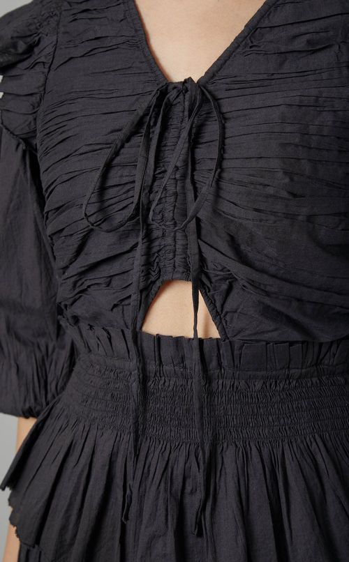 Vネックパフスリーブブラウス