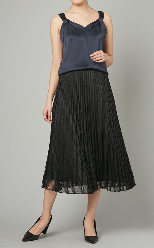 レースプリーツミディスカート