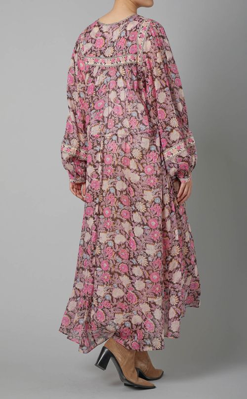 コットンプリントスモックワンピース