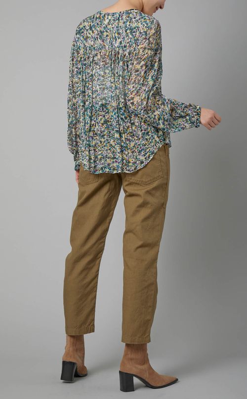 マルチカラープリントスモックブラウス