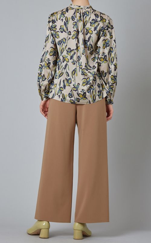 リボン付プリントブラウス