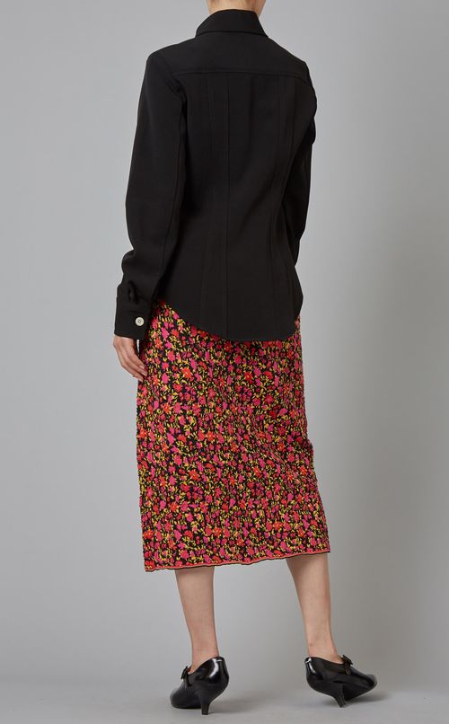 コントラストステッチジョーゼットシャツ