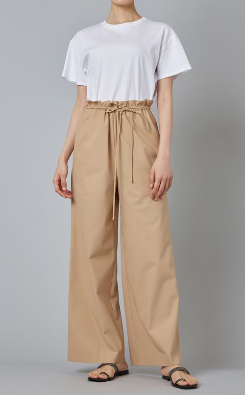 ベルト付ギャザーワイドパンツ