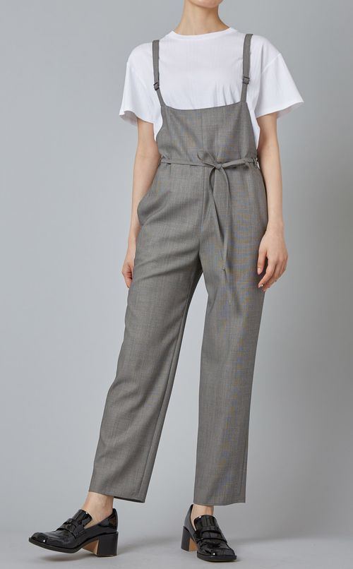 ベルト付ウール混サロペット