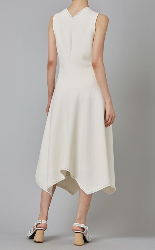 Vネックアシンメトリーヘムワンピース