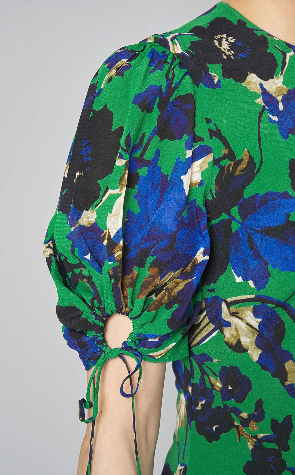 花柄★コットンポプリン★ウエストベルト★ワンピース★ ERDEM ERDEM|フラワープリントタイディテールワンピース