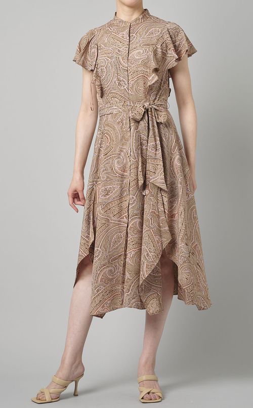 ペイズリーフレアショルダーワンピース