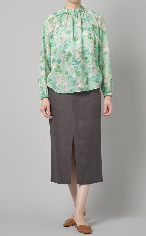 リネンハイウェストIラインスカート