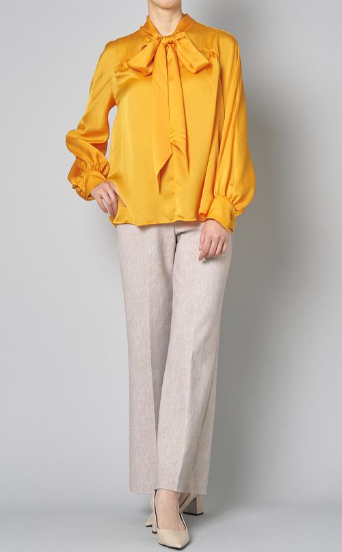 サッカーシフォンリボンブラウス