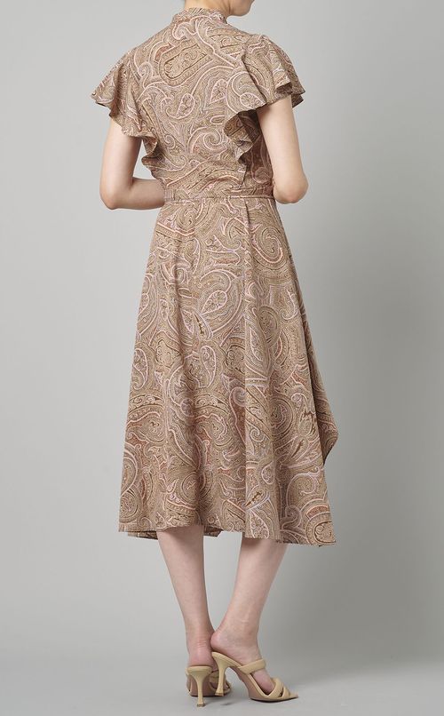 ペイズリーフレアショルダーワンピース