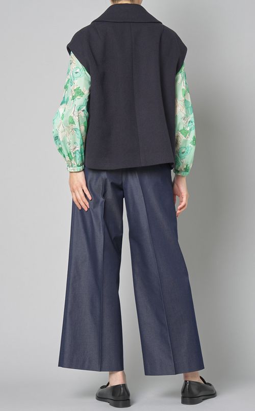 ワイドカラーダブルボタンショートジレ