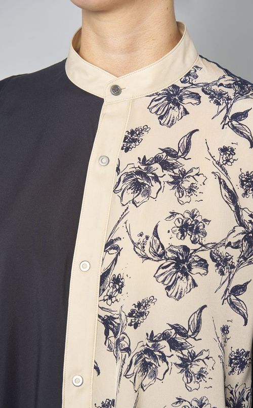 【reADdress】パッチワークスタンドカラーシャツ