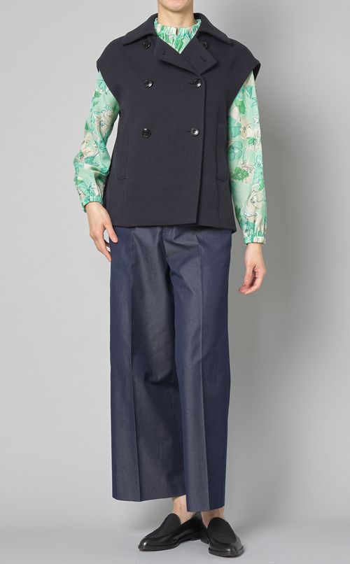 フラワープリントギャザーネックブラウス