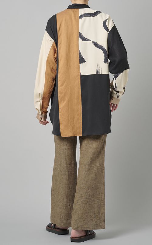 【reADdress】パッチワークスタンドカラーシャツ