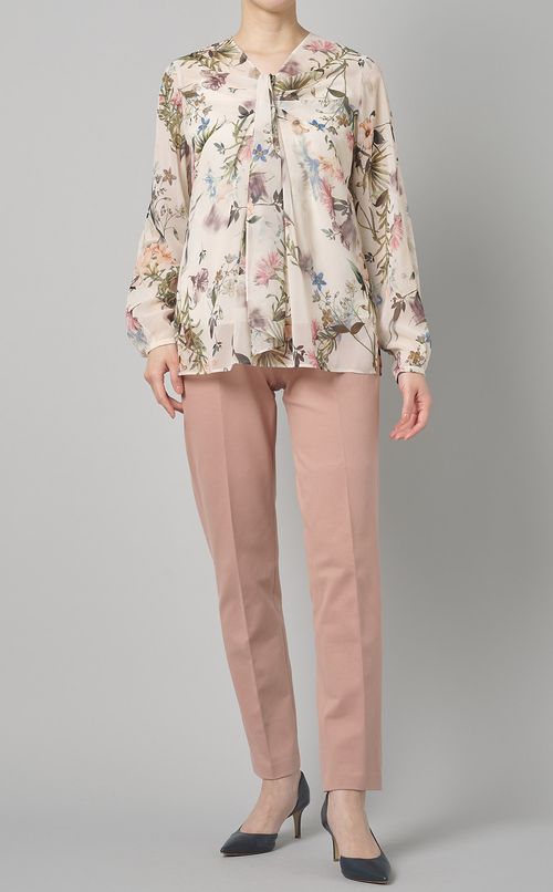 シアーフラワープリントブラウス