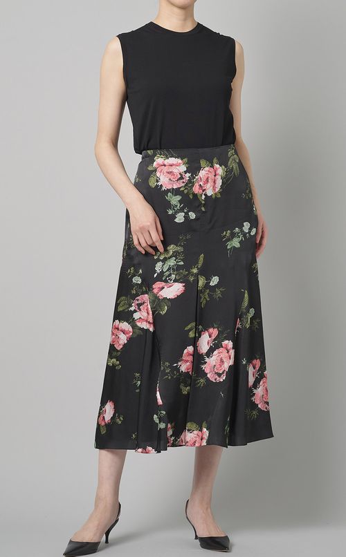 プリントアンクルレングスAラインスカート