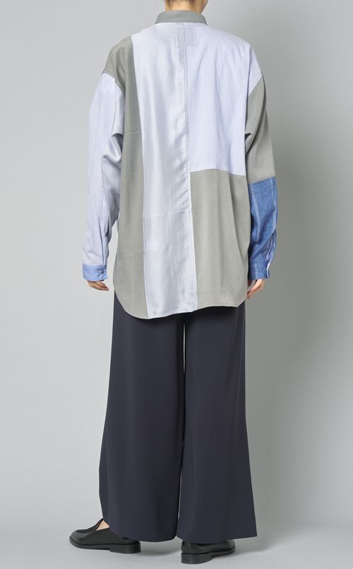 【reADdress】パッチワークスタンドカラーシャツ