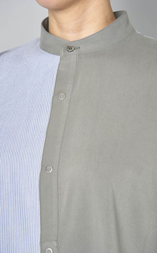 【reADdress】パッチワークスタンドカラーシャツ