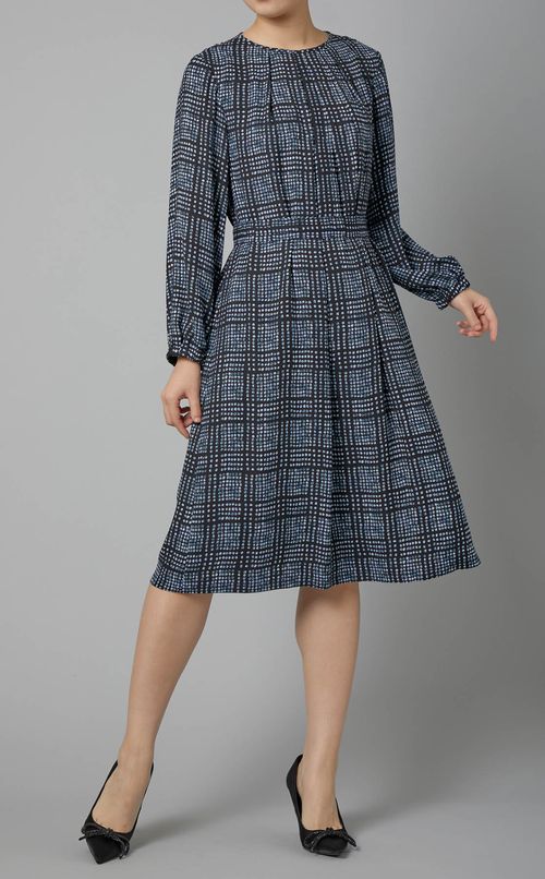 ドットプリントベルテッドワンピース