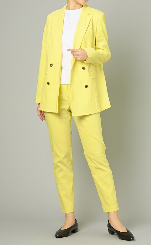 リネン混スリムテーパードパンツ