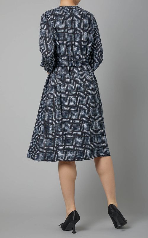 ドットプリントベルテッドワンピース